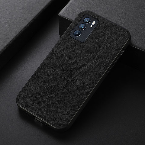 Funda Lujo Cuero Carcasa B07H para Oppo Reno6 5G Negro