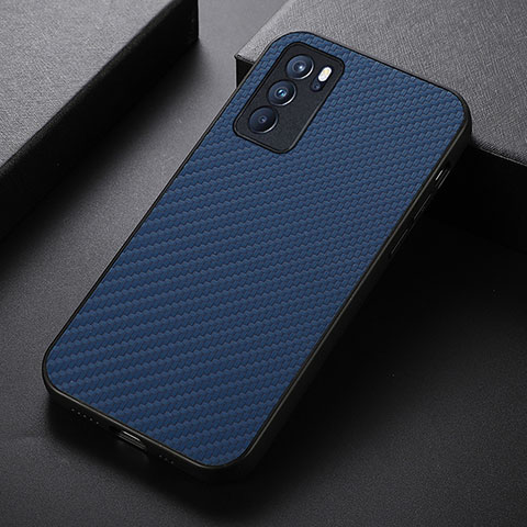 Funda Lujo Cuero Carcasa B07H para Oppo Reno6 Pro 5G India Azul