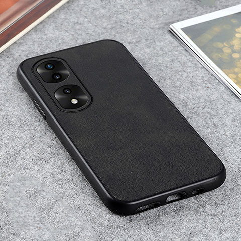 Funda Lujo Cuero Carcasa B08H para Huawei Honor 70 Pro 5G Negro