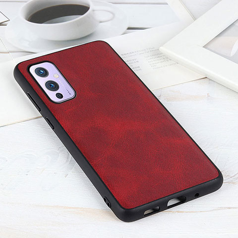 Funda Lujo Cuero Carcasa B08H para OnePlus 9 5G Rojo