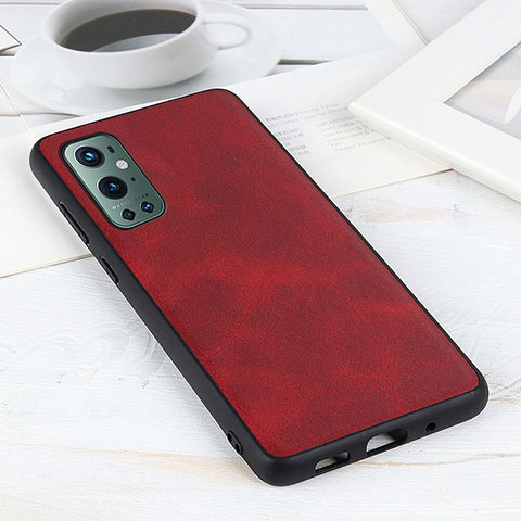 Funda Lujo Cuero Carcasa B08H para OnePlus 9 Pro 5G Rojo