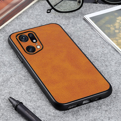 Funda Lujo Cuero Carcasa B08H para Oppo Find X5 Pro 5G Marron