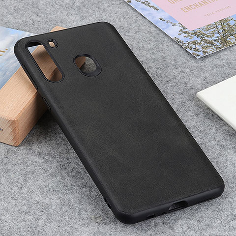 Funda Lujo Cuero Carcasa B08H para Samsung Galaxy A21 Negro