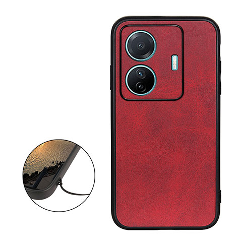 Funda Lujo Cuero Carcasa B08H para Vivo T1 5G Rojo