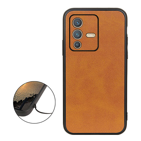 Funda Lujo Cuero Carcasa B08H para Vivo V23 5G Marron