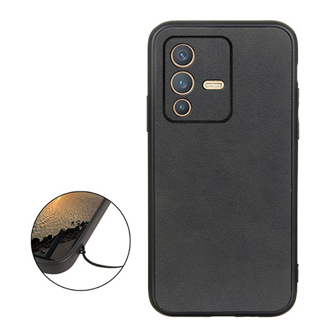 Funda Lujo Cuero Carcasa B08H para Vivo V23 5G Negro