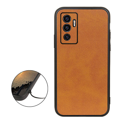 Funda Lujo Cuero Carcasa B08H para Vivo V23e 5G Marron