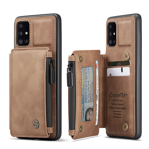 Funda Lujo Cuero Carcasa C01S para Samsung Galaxy A51 5G Marron Claro