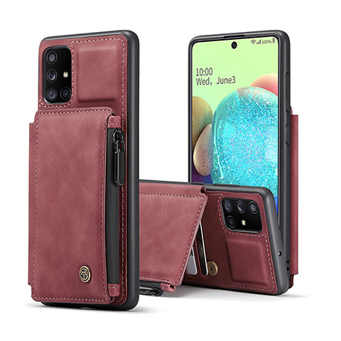 Funda Lujo Cuero Carcasa C01S para Samsung Galaxy A71 4G A715 Rojo