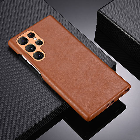 Funda Lujo Cuero Carcasa C06 para Samsung Galaxy S23 Ultra 5G Marron