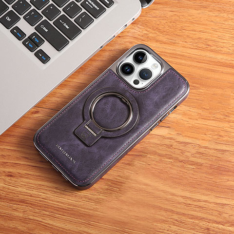 Funda Lujo Cuero Carcasa con Mag-Safe Magnetic JD1 para Apple iPhone 15 Pro Morado