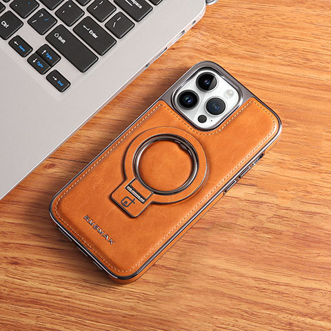 Funda Lujo Cuero Carcasa con Mag-Safe Magnetic JD1 para Apple iPhone 16 Pro Max Marron