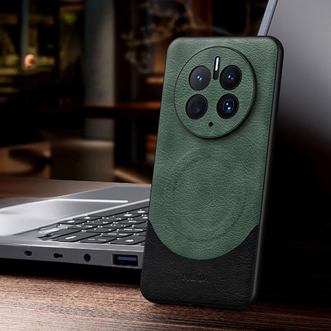 Funda Lujo Cuero Carcasa con Mag-Safe Magnetic LD1 para Huawei Mate 50 Pro Verde