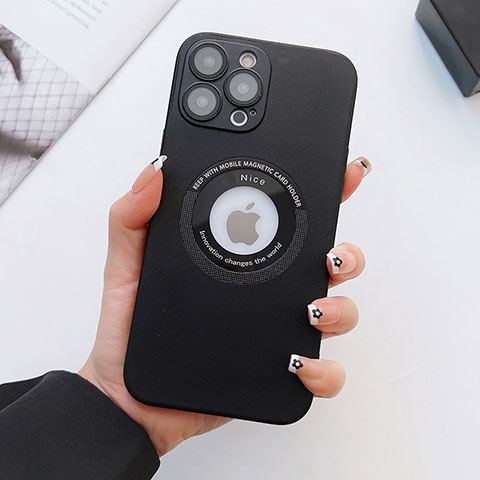 Funda Lujo Cuero Carcasa con Mag-Safe Magnetic QC3 para Apple iPhone 13 Pro Negro