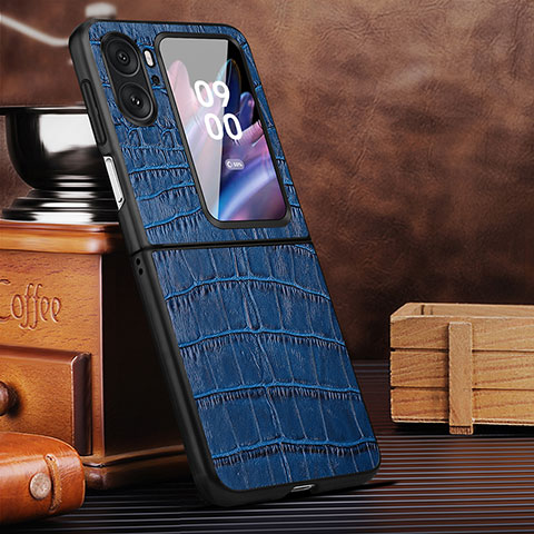 Funda Lujo Cuero Carcasa DL1 para Oppo Find N2 Flip 5G Azul