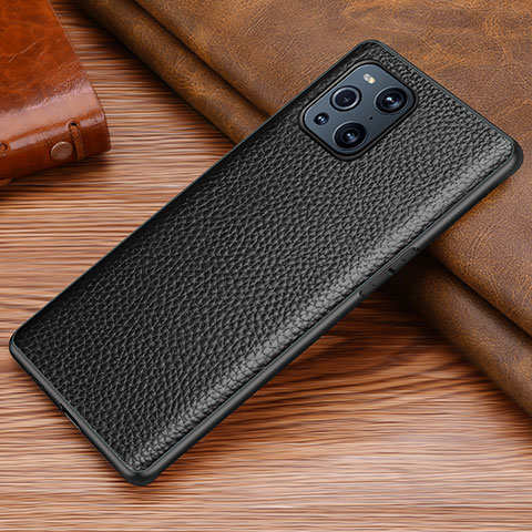 Funda Lujo Cuero Carcasa DL1 para Oppo Find X3 5G Negro