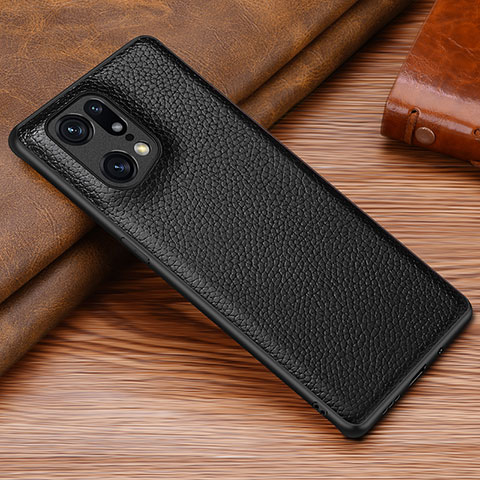 Funda Lujo Cuero Carcasa DL1 para Oppo Find X5 Pro 5G Negro