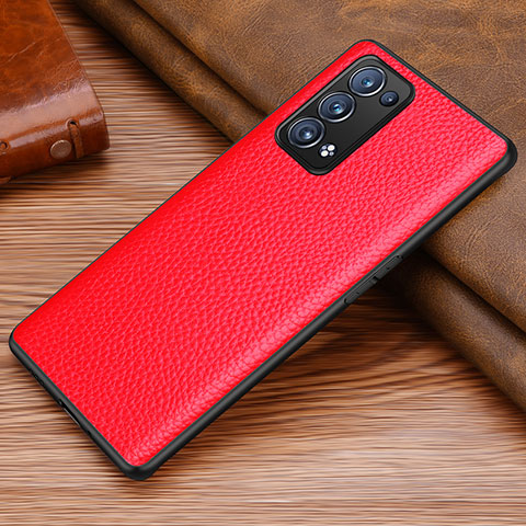 Funda Lujo Cuero Carcasa DL1 para Oppo Reno6 Pro 5G Rojo