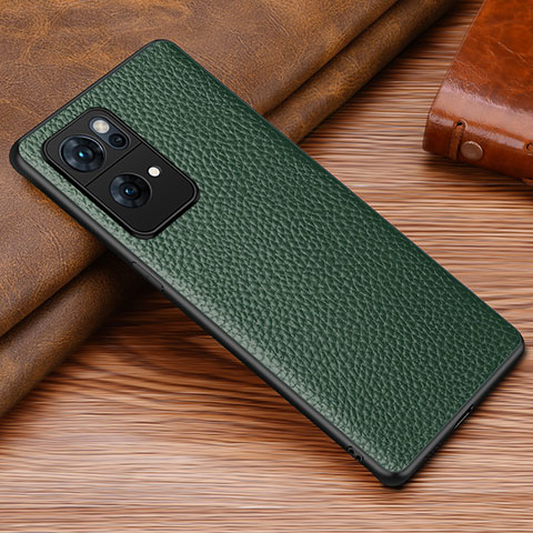 Funda Lujo Cuero Carcasa DL1 para Oppo Reno7 Pro 5G Verde