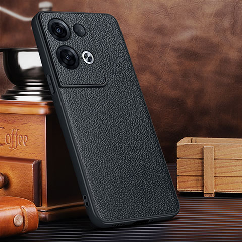 Funda Lujo Cuero Carcasa DL1 para Oppo Reno8 Pro 5G Negro