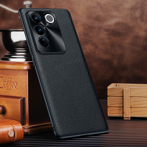 Funda Lujo Cuero Carcasa DL1 para Vivo V27 5G Negro