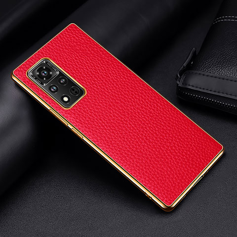 Funda Lujo Cuero Carcasa DL2 para Huawei Honor V40 5G Rojo