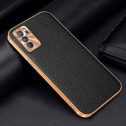 Funda Lujo Cuero Carcasa DL2 para Oppo Reno6 5G Negro