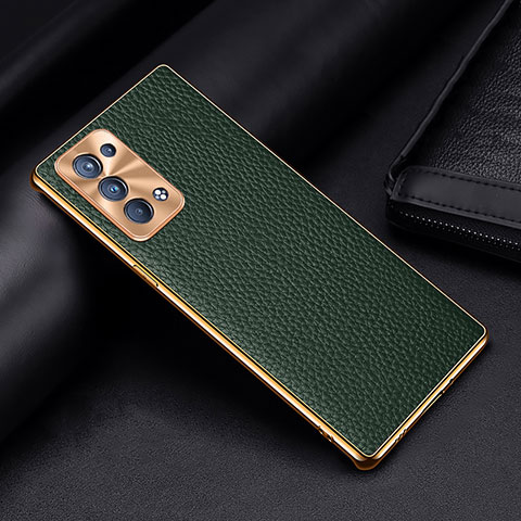 Funda Lujo Cuero Carcasa DL2 para Oppo Reno6 Pro 5G Verde