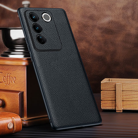 Funda Lujo Cuero Carcasa DL2 para Vivo V27 5G Negro