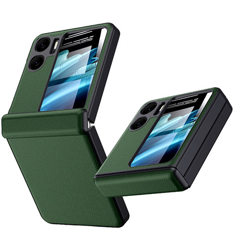 Funda Lujo Cuero Carcasa DL3 para Oppo Find N2 Flip 5G Verde