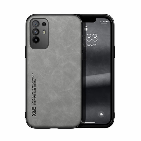 Funda Lujo Cuero Carcasa DY1 para Oppo Reno5 Z 5G Gris