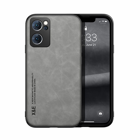 Funda Lujo Cuero Carcasa DY1 para Oppo Reno7 5G Gris