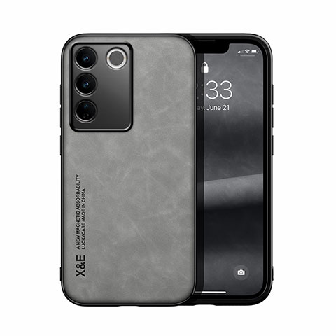 Funda Lujo Cuero Carcasa DY1 para Vivo V27 5G Gris