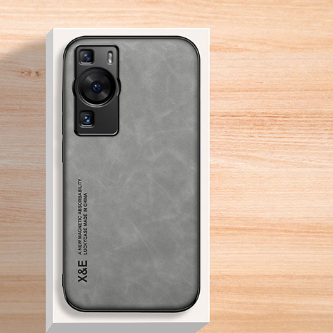 Funda Lujo Cuero Carcasa DY2 para Huawei P60 Gris