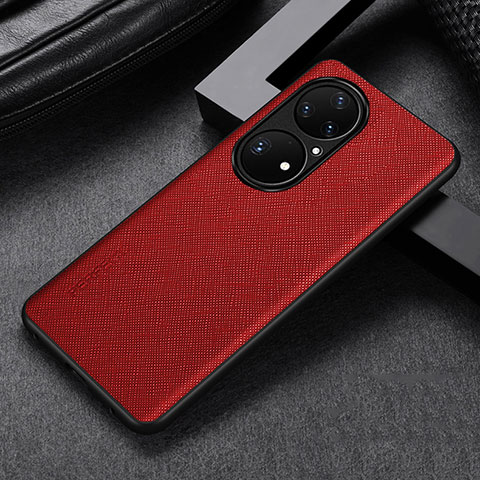 Funda Lujo Cuero Carcasa GS1 para Huawei P50 Rojo