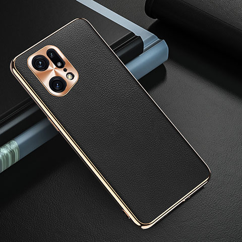 Funda Lujo Cuero Carcasa GS1 para Oppo Find X5 Pro 5G Negro