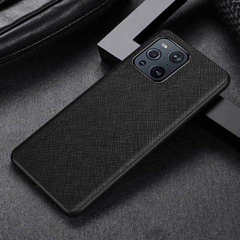 Funda Lujo Cuero Carcasa GS2 para Oppo Find X3 Pro 5G Negro