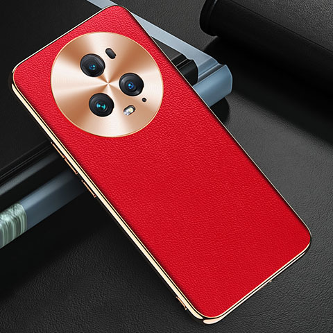 Funda Lujo Cuero Carcasa GS3 para Huawei Honor Magic5 Pro 5G Rojo