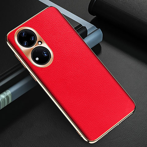 Funda Lujo Cuero Carcasa GS3 para Huawei P50 Rojo