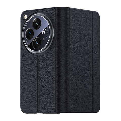 Funda Lujo Cuero Carcasa GS3 para Oppo Find N3 5G Negro