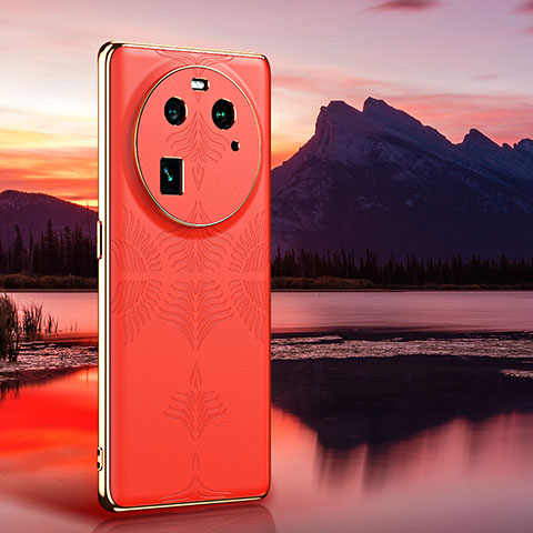 Funda Lujo Cuero Carcasa GS3 para Oppo Find X6 5G Naranja