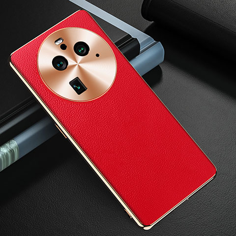 Funda Lujo Cuero Carcasa GS3 para Oppo Find X6 Pro 5G Rojo