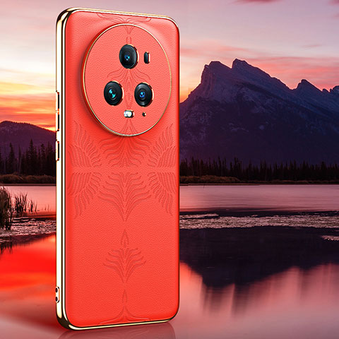 Funda Lujo Cuero Carcasa GS4 para Huawei Honor Magic5 Pro 5G Naranja