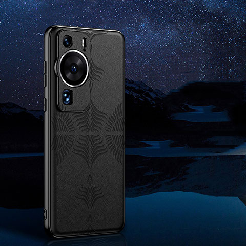 Funda Lujo Cuero Carcasa GS4 para Huawei P60 Pro Negro