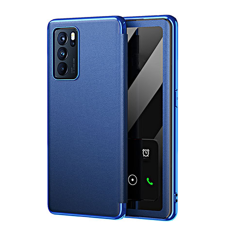 Funda Lujo Cuero Carcasa GS4 para Oppo Reno6 5G Azul