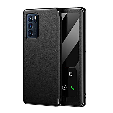 Funda Lujo Cuero Carcasa GS4 para Oppo Reno6 5G Negro