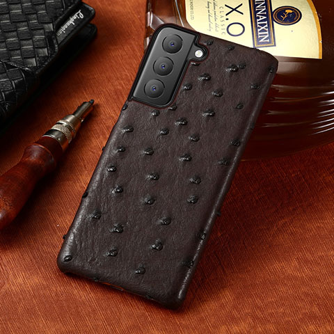 Funda Lujo Cuero Carcasa HP1 para Samsung Galaxy S23 5G Marron