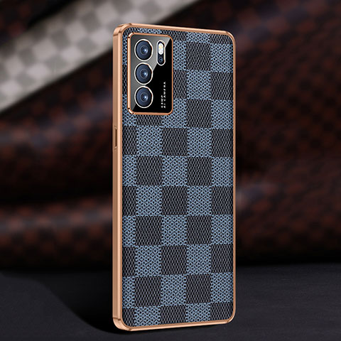 Funda Lujo Cuero Carcasa JB1 para Oppo Reno6 5G Azul