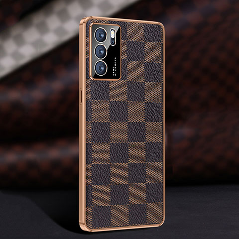 Funda Lujo Cuero Carcasa JB1 para Oppo Reno6 5G Marron