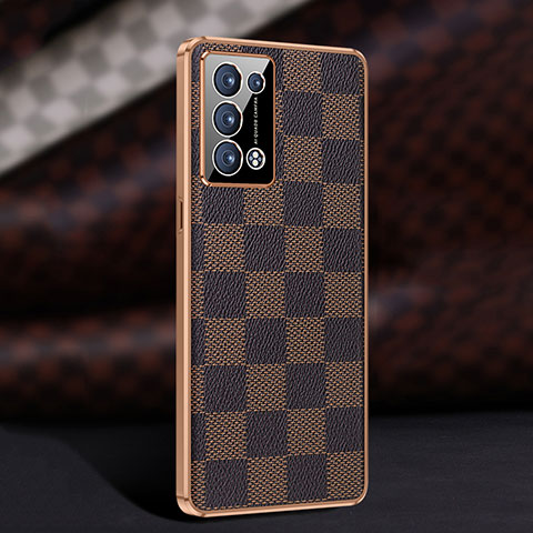 Funda Lujo Cuero Carcasa JB1 para Oppo Reno6 Pro+ Plus 5G Marron